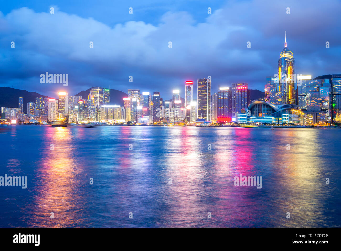 Hong Kong Skyline from Victoria Harbour at dusk Stock Photo - Alamy