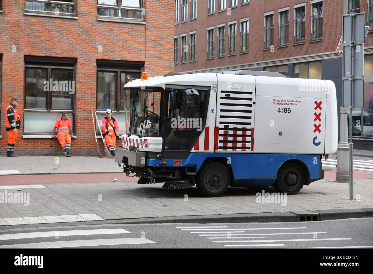Amsterdam street cleaning vehicle Netherlands Stock Photo Alamy