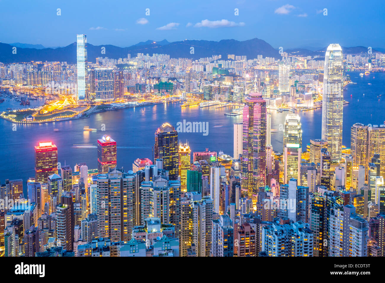 Hong Kong Skyline from Victoria Peak at dusk Stock Photo - Alamy