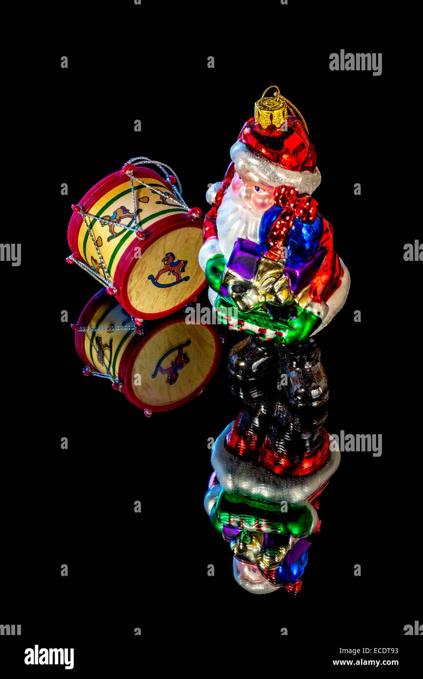 Santa Christmas ornament and drum Stock Photo