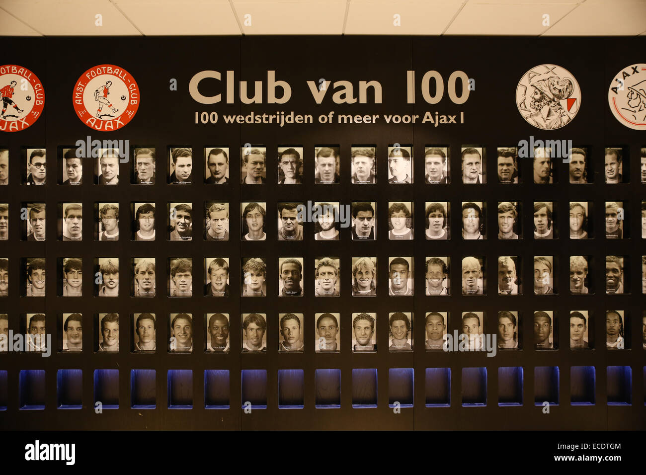 100 football goal club inside Amsterdam arena Stock Photo