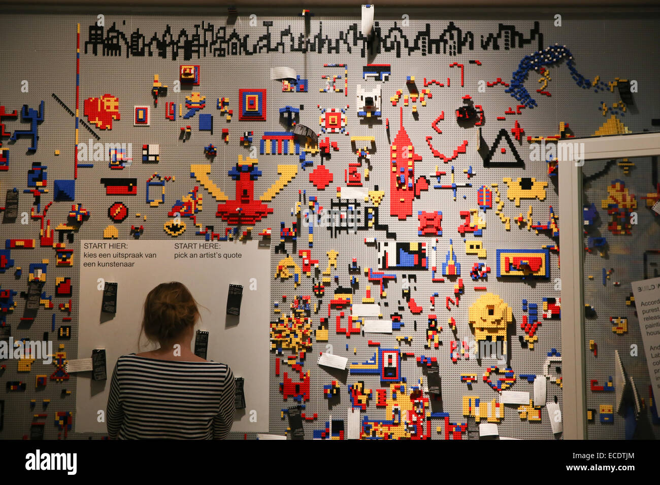 lego wall art work inside Amsterdam Stedelijk Museum Stock Photo