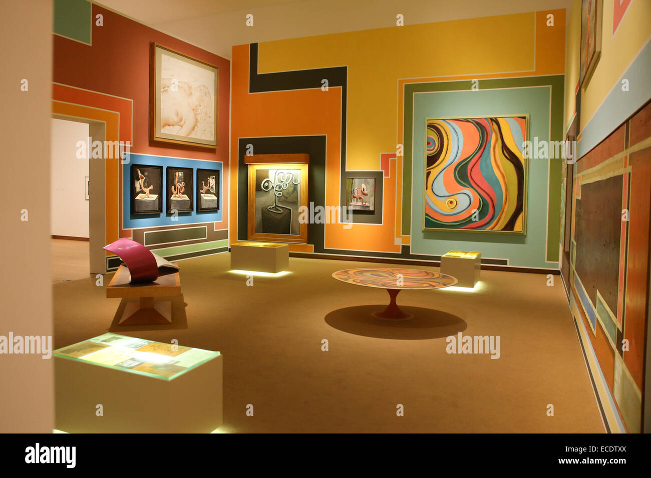 abstract art exhibit inside Amsterdam Stedelijk Museum Stock Photo