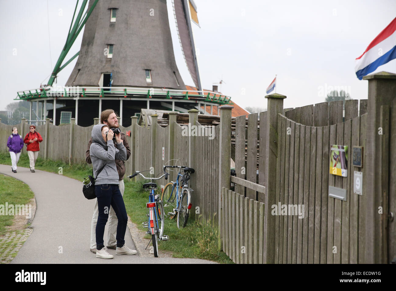 young tourist taking picture Europe Holland Stock Photo