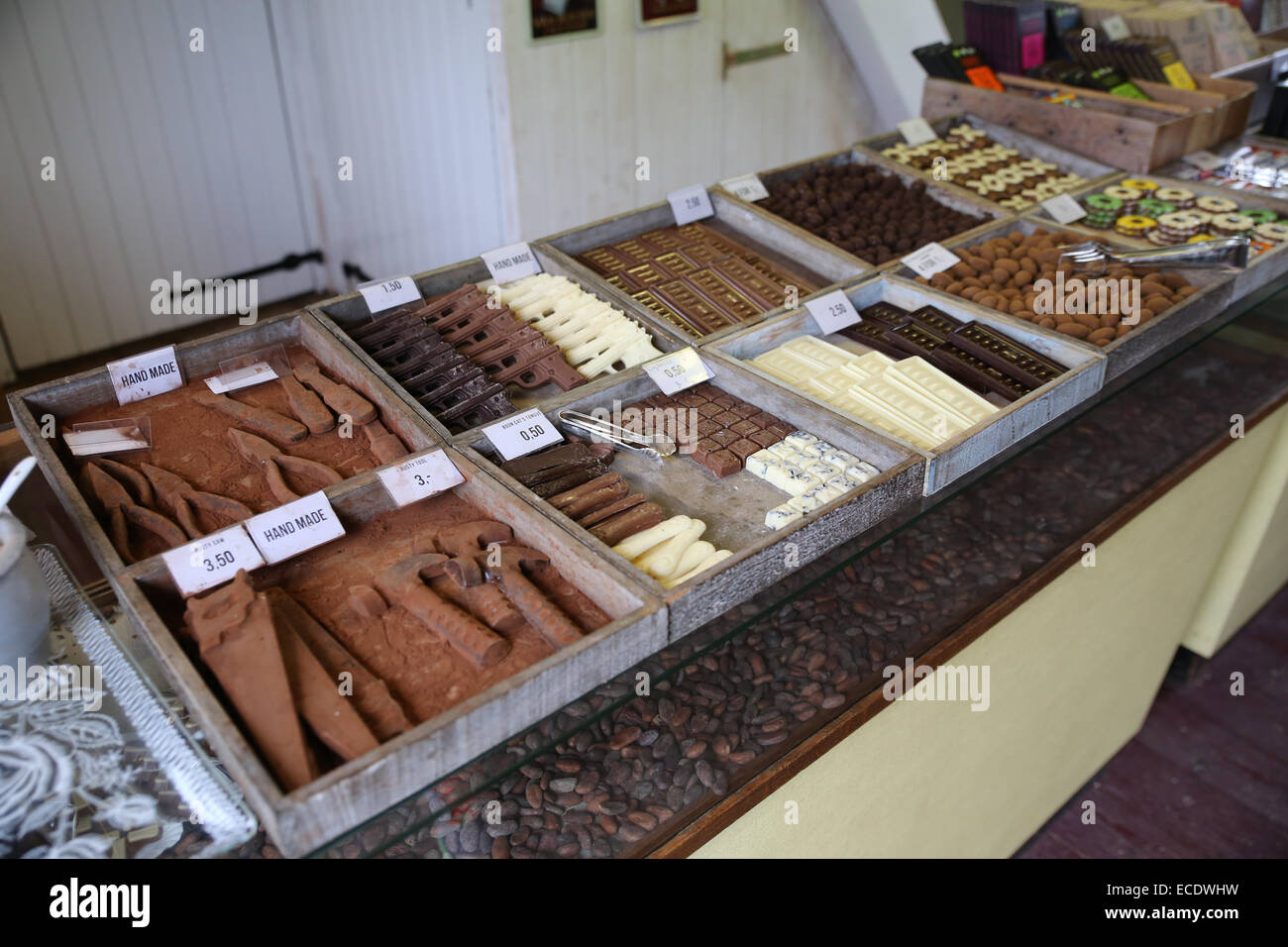 Dutch hand made chocolate for sale Stock Photo