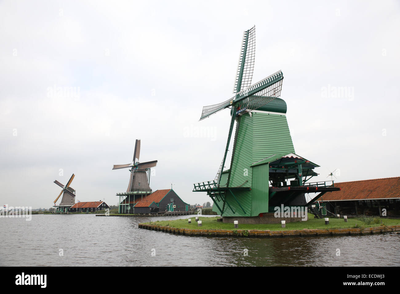 Holland windmills Zaanse Schans tourism Stock Photo