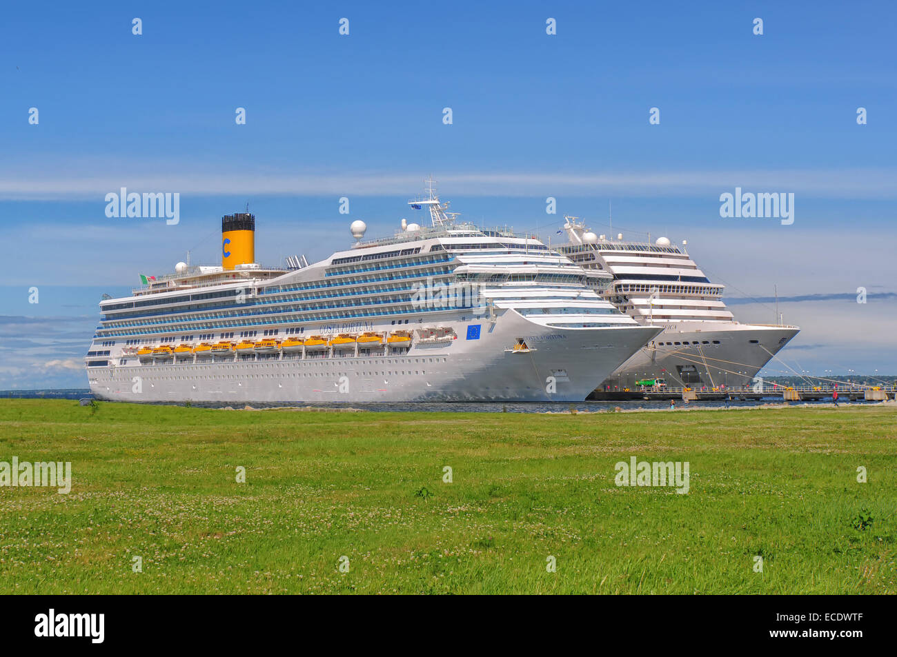 Cruise Ships at Tallinn Port, Estonia Stock Photo