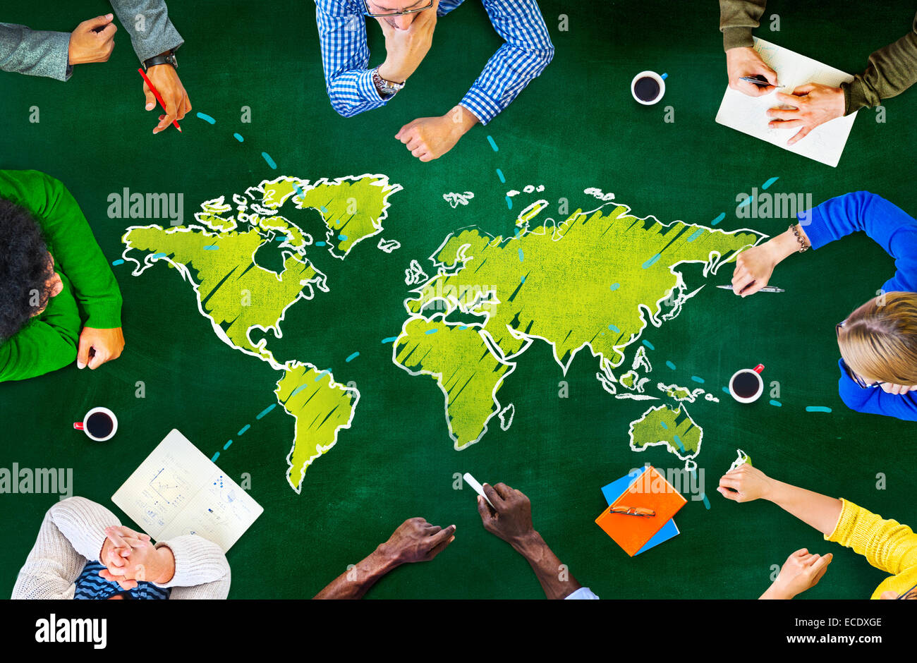 Group of People Blackboard Global Communications Concept Stock Photo