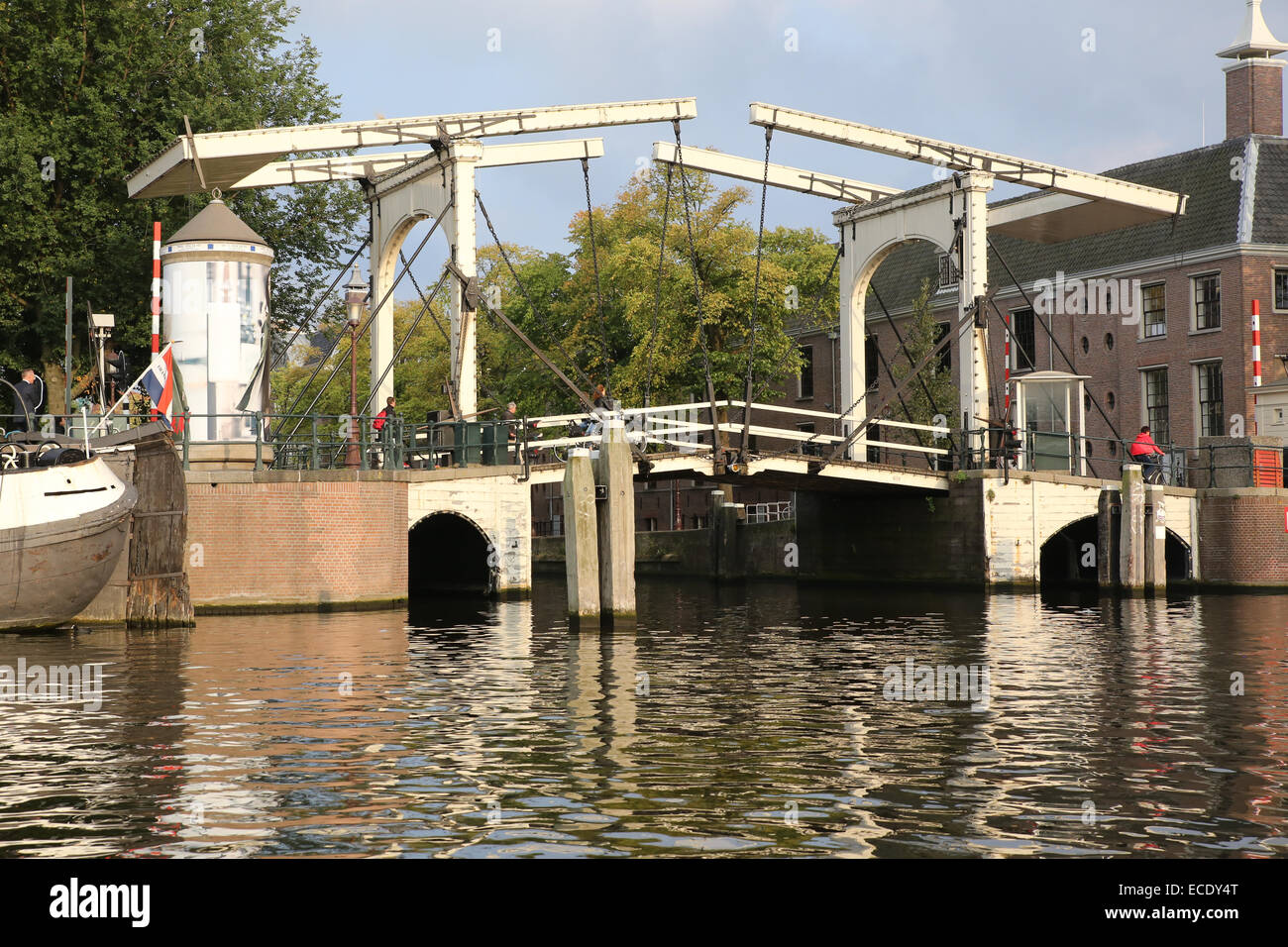 Amsterdam lift bridge canal river Stock Photo