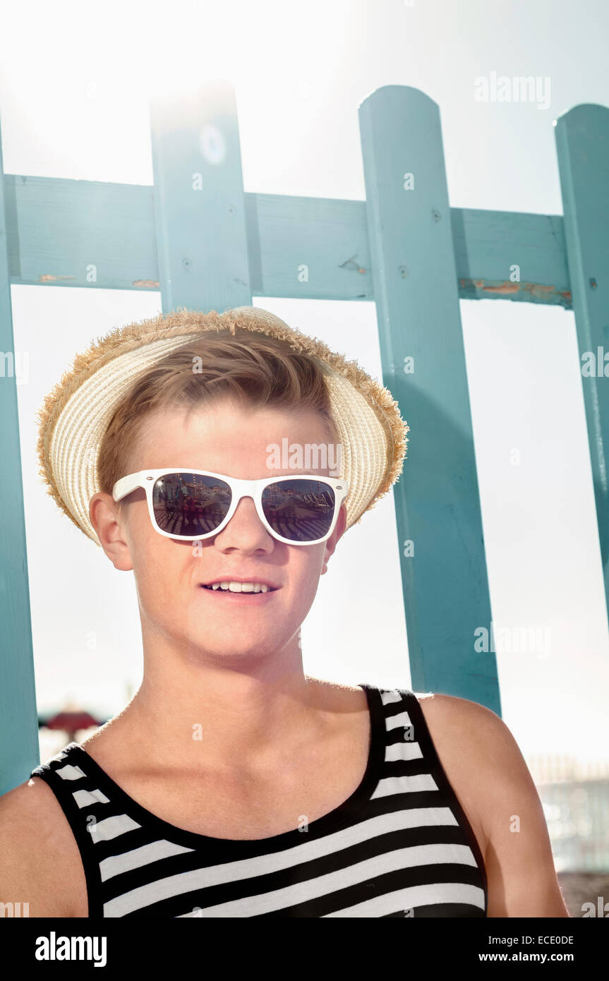 Portrait teenager holiday summer sunglasses hat Stock Photo Alamy