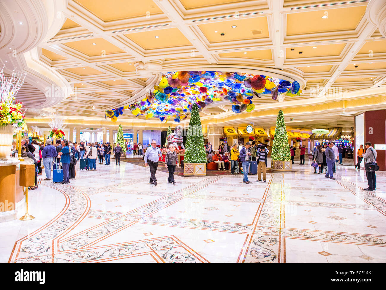 The interior of Bellagio hotel and casino in Las Vegas. Stock Photo