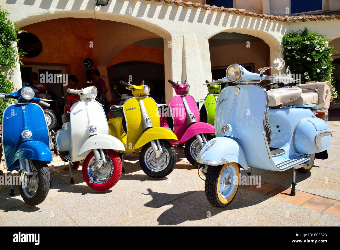 Colourful Vespa Scooters Old And New Models Province Of Stock