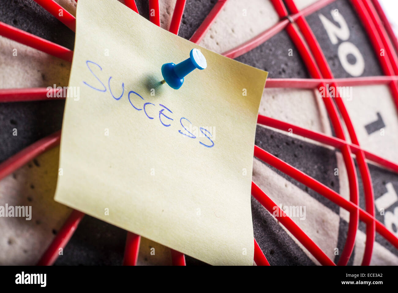 the word success in the center of a dartboard Stock Photo