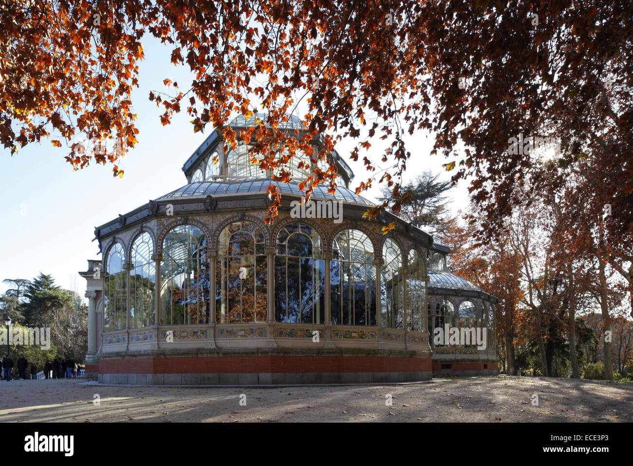 Glass palace Palacio de Cristal, Buen Retiro Park, Madrid, Spain Stock Photo