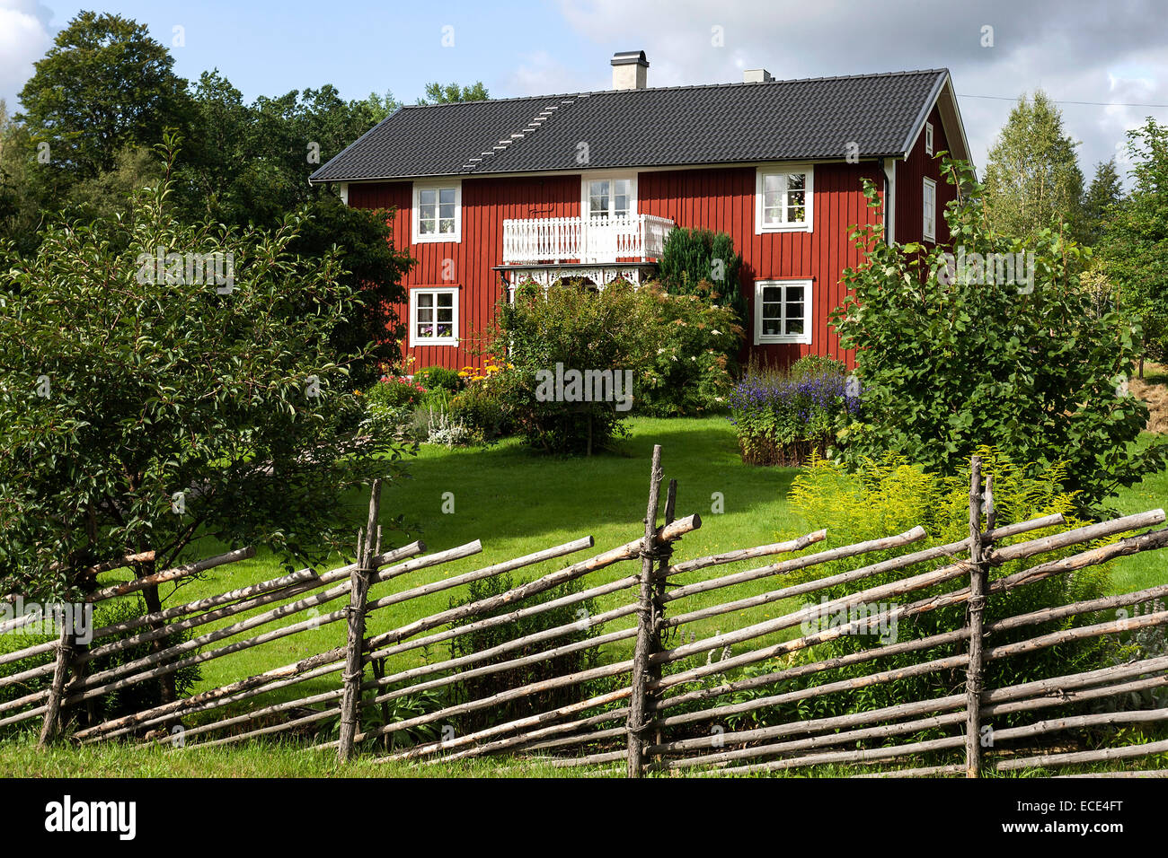 Typical red wooden house, Småland, Sweden Stock Photo Alamy