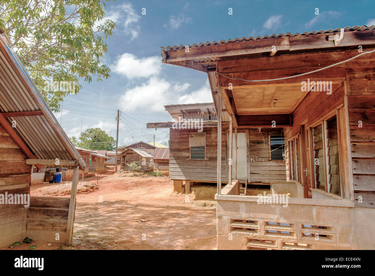 Traditional Maroon wooden homes at Lebi Doti, island village in Lake