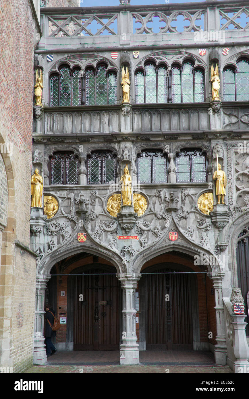 Facade Basilica of Holy Blood The Burg Bruges Belgium Stock Photo