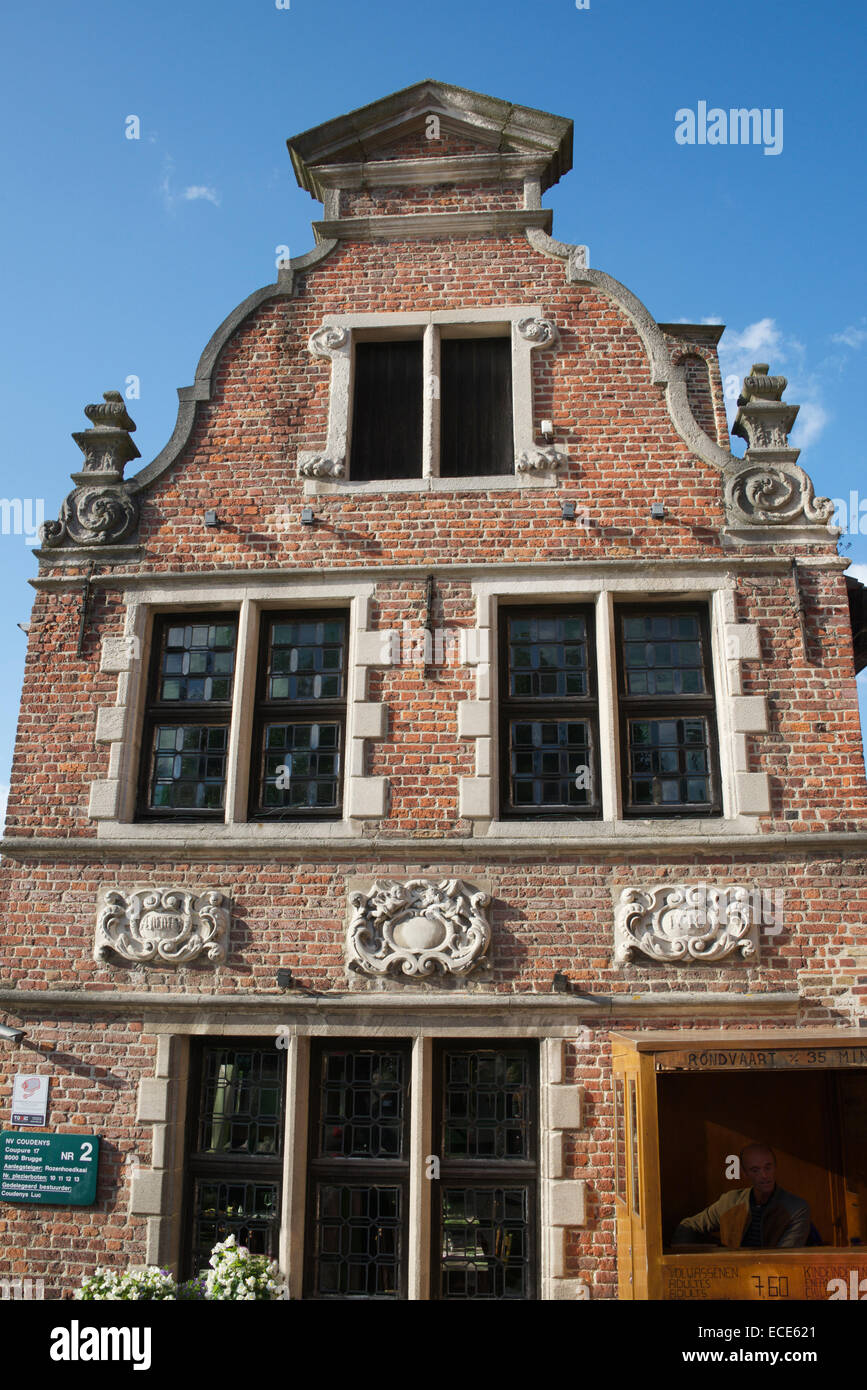 Fine example of Dutch gabled building Rozenhoedkaai Bruges Belgium Stock Photo