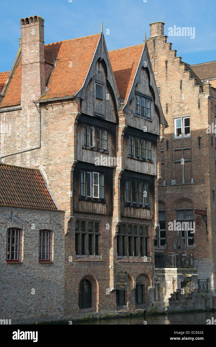 Historic old buildings Rozenhoedkaai Bruges Belgium Stock Photo