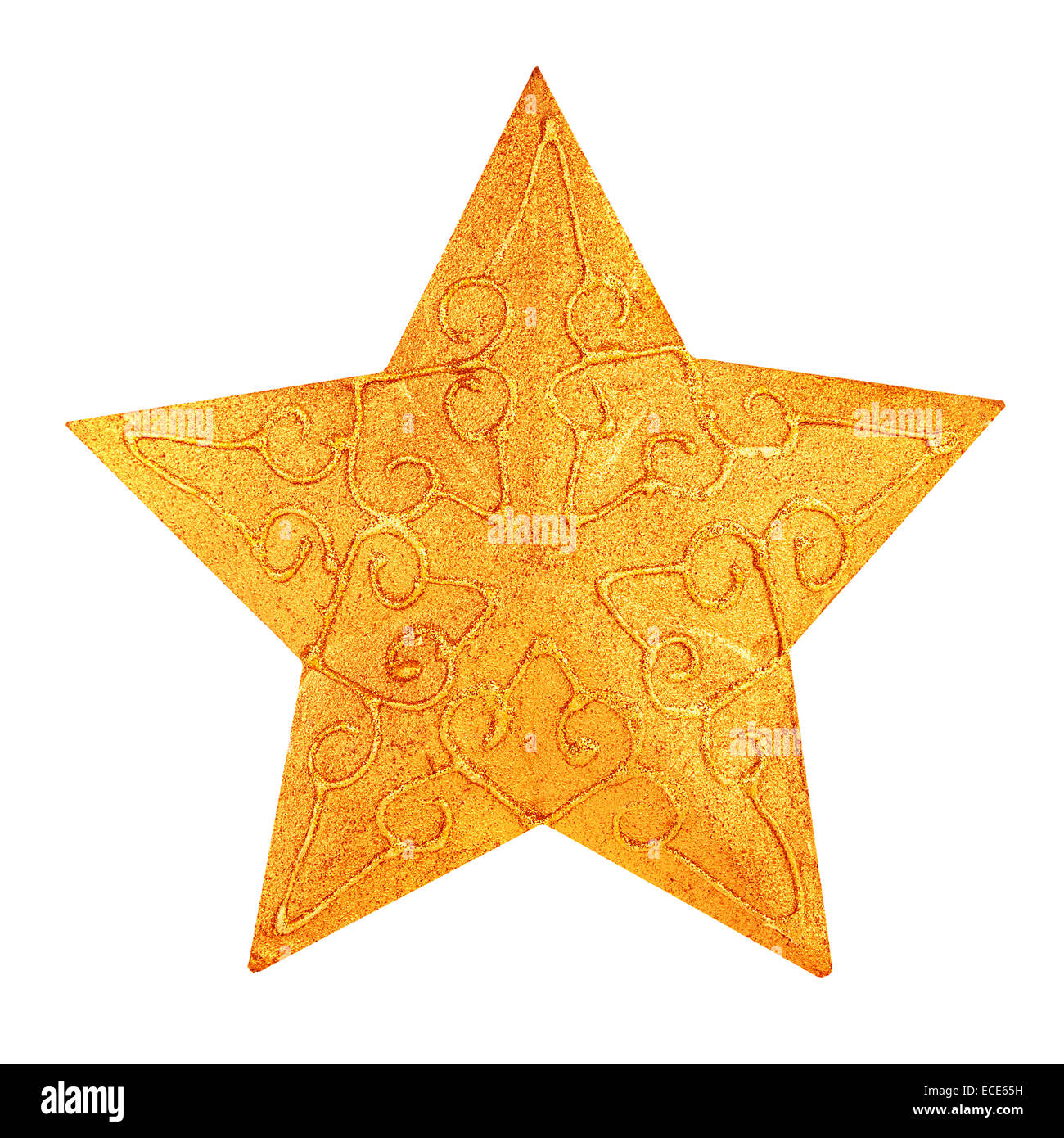 Beautiful Christmas golden star decoration isolated on white background ...