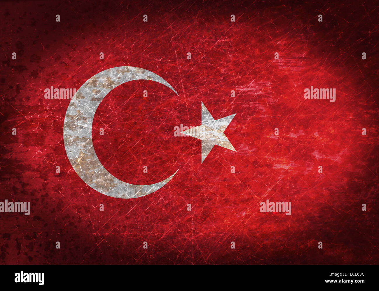 Old rusty metal sign with a flag - Turkey Stock Photo
