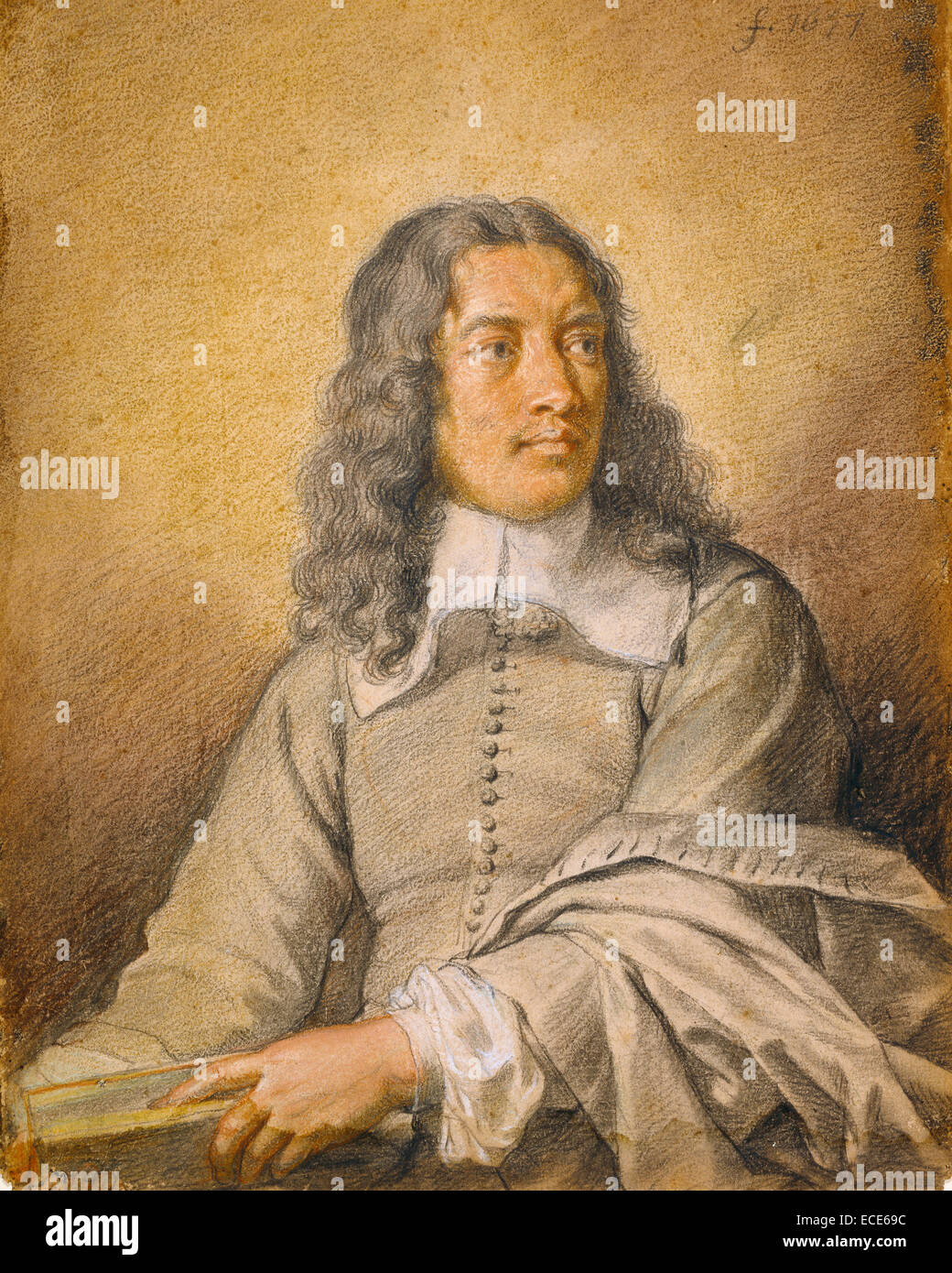 Portrait of M. Quatrehomme du Lys; Charles Le Brun, French, 1619 - 1690; 1657; Black, white, and red chalk and pastel; 35.2 x 27.6 cm (13 7/8 x 10 7/8 in.) Stock Photo