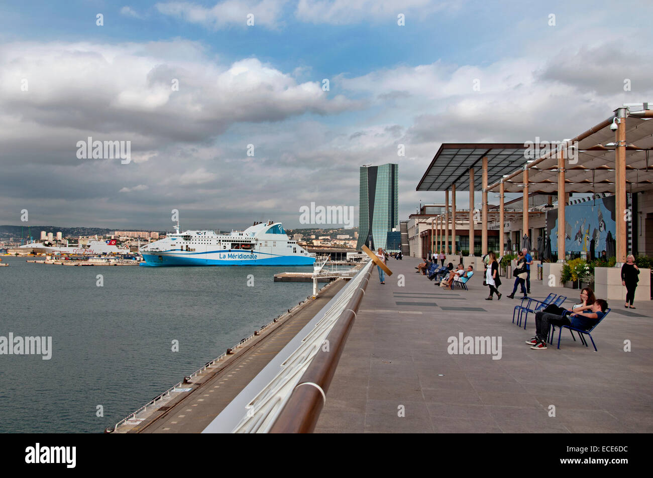 Marseilles La Joliette Quay or Waterfront Marseille France French Stock