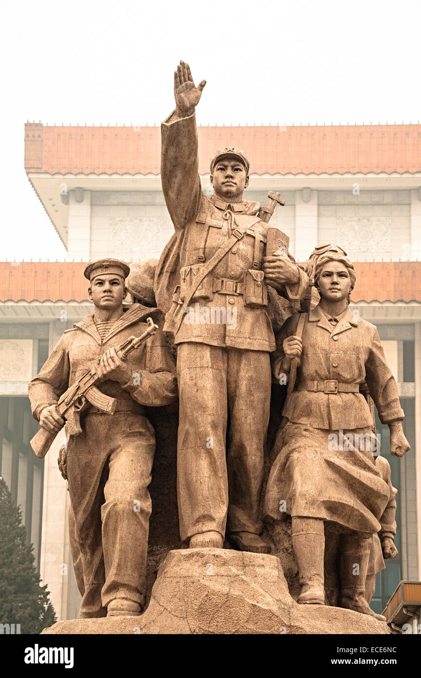The marble statue in Tiananmen Square Stock Photo