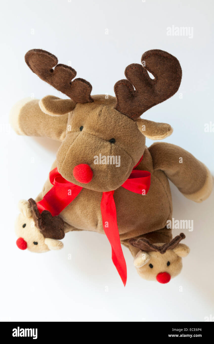 Christmas reindeer soft cuddly toy isolated on white background Stock Photo  - Alamy