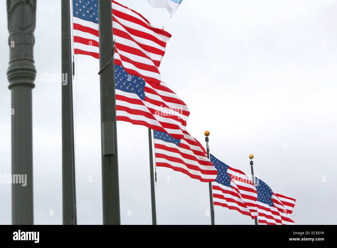 Flagge Amerikanische Flag American Amerika Fahne Fahnen Amerikanisch typisch typical America Stars and Stripes red blue white ro Stock Photo