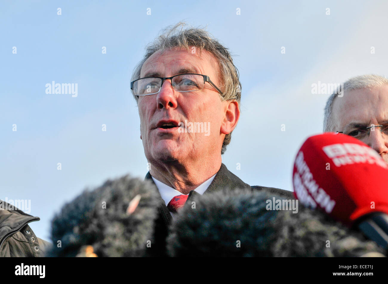 Belfast, Northern Ireland, 12 Dec 2014 - Mike Nesbitt, leader of the Ulster Unionist Party, gives his reaction to the collapse of talks intended to reach a political deal at Stormont. Credit:  Stephen Barnes/Alamy Live News Stock Photo