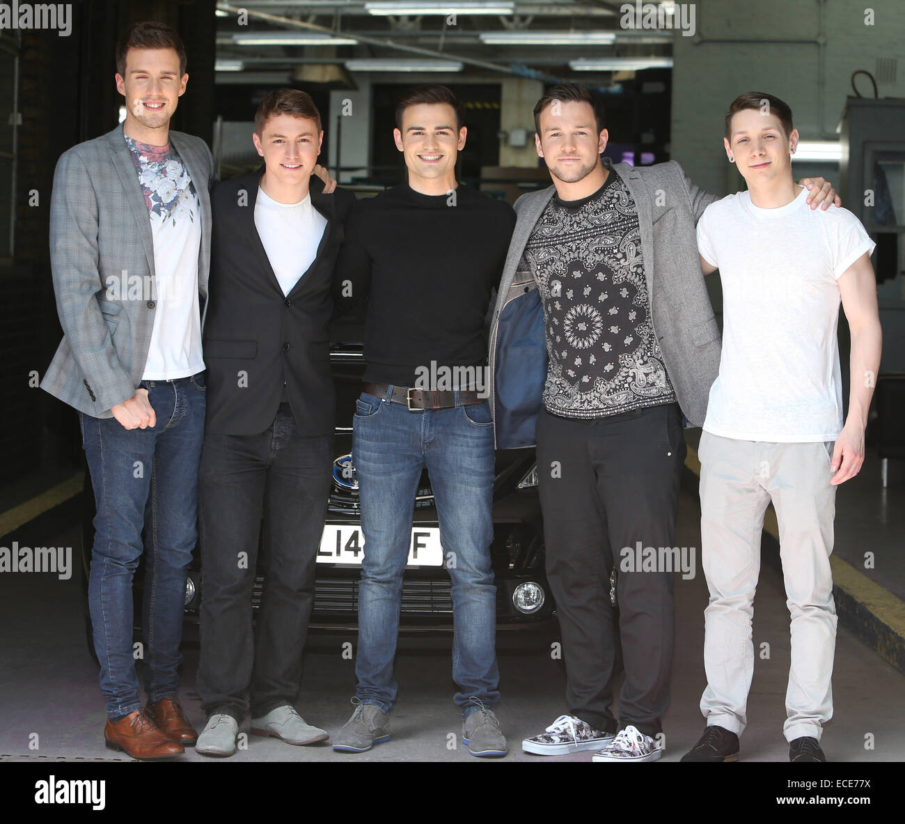 Britain got Talent winners Collabro outside ITV Studios  Featuring: Collabro,Richard Hadfield,Matt Pagan,Michael Auger,Thomas Redgrave,Jamie Lambert Where: London, United Kingdom When: 09 Jun 2014 Stock Photo