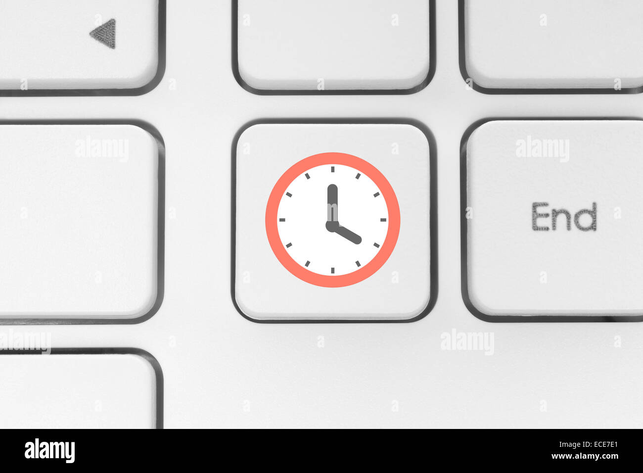 Clock on the keyboard button Stock Photo Alamy