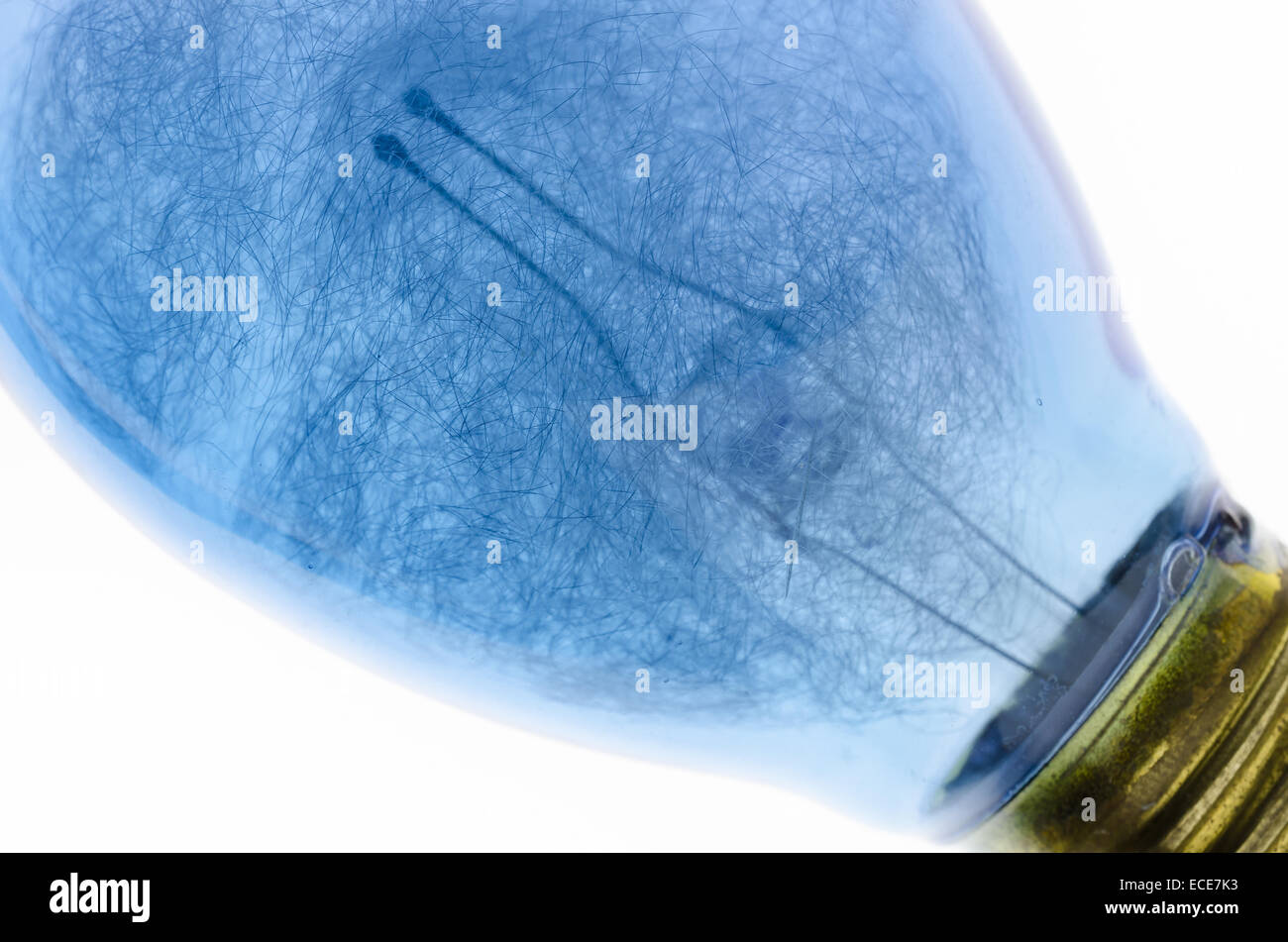 Old fashioned concept for flash light bulb filled with thin strands of aluminium wire in screw