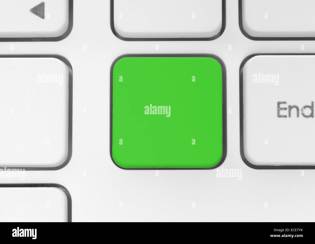 Blank green button on the keyboard close-up Stock Photo