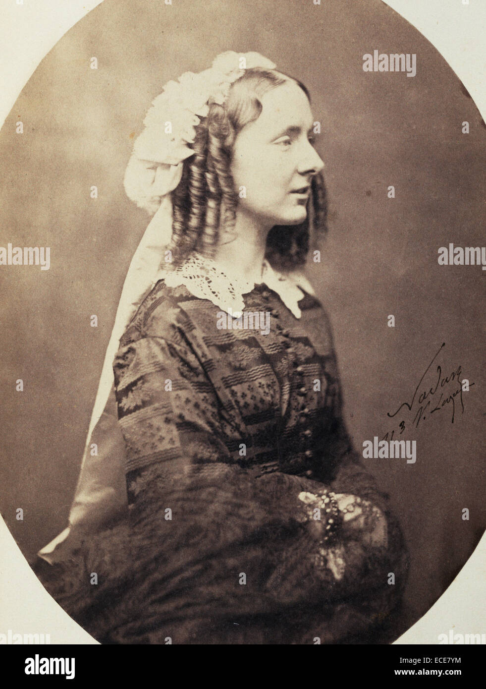 Mme E.M. Labiche (Adèle Hubert); Nadar [Gaspard Félix Tournachon], French, 1820 - 1910; 1855 - 1859; Salted paper print Stock Photo