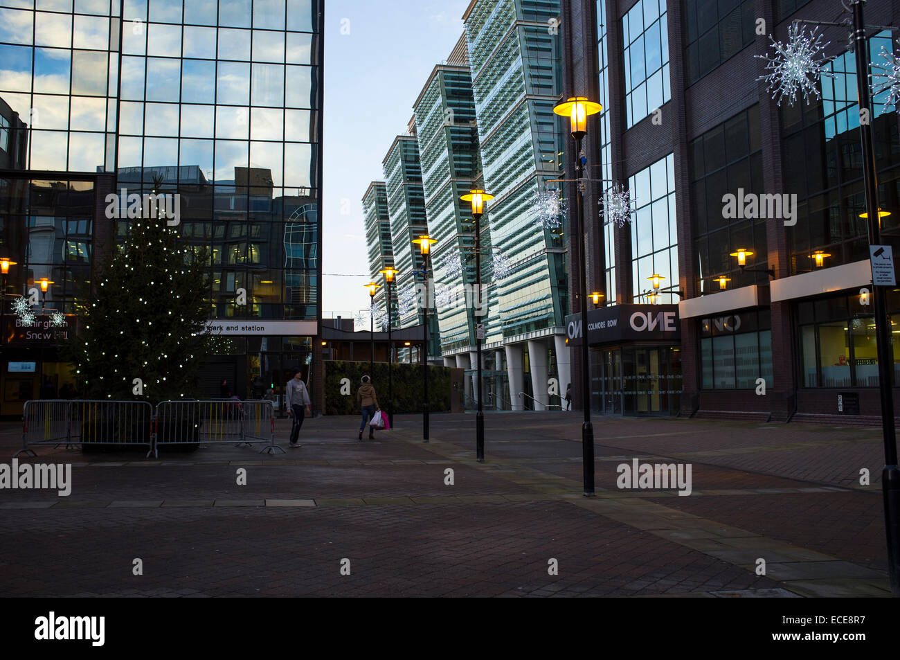 Merry Christmas at Colmore business and financial district, Snowhill train station Stock Photo