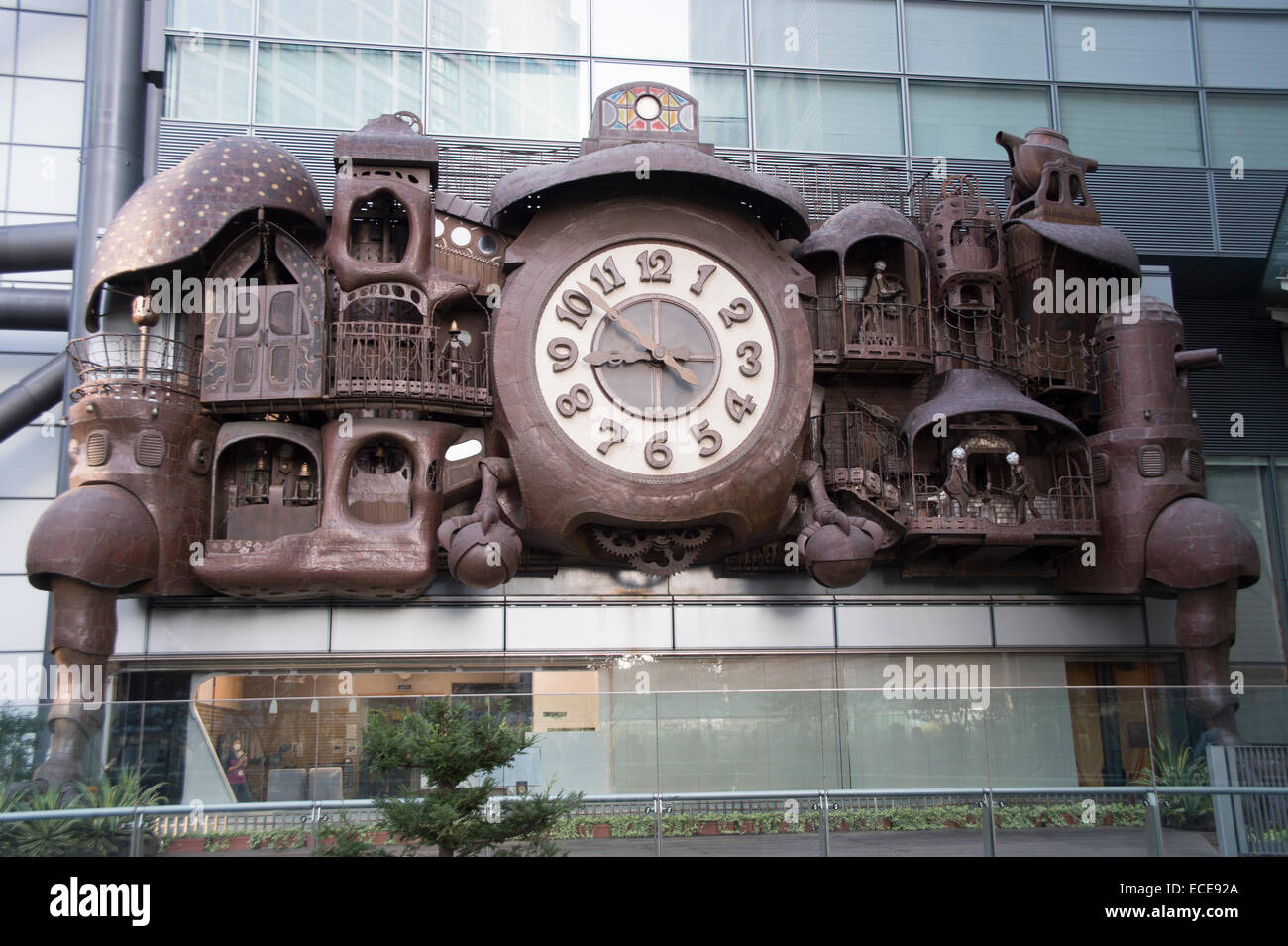 Miyazaki Steam-Punk Clock at Nippon TV Shiodome, Tokyo, Japan. Stock Photo