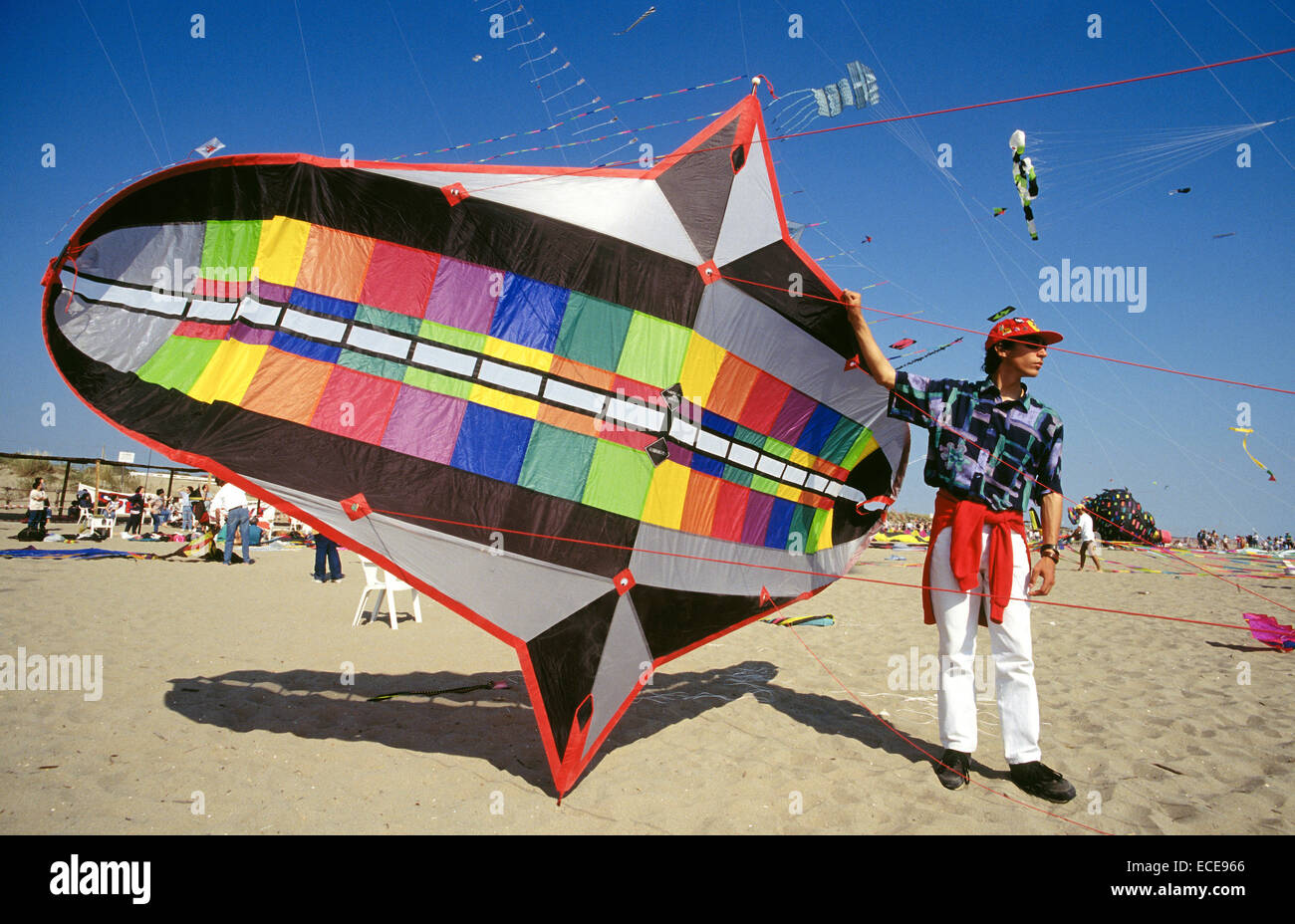 europe, italy, lazio, ostia beach, international kites meeting, a passionate about kites Stock Photo