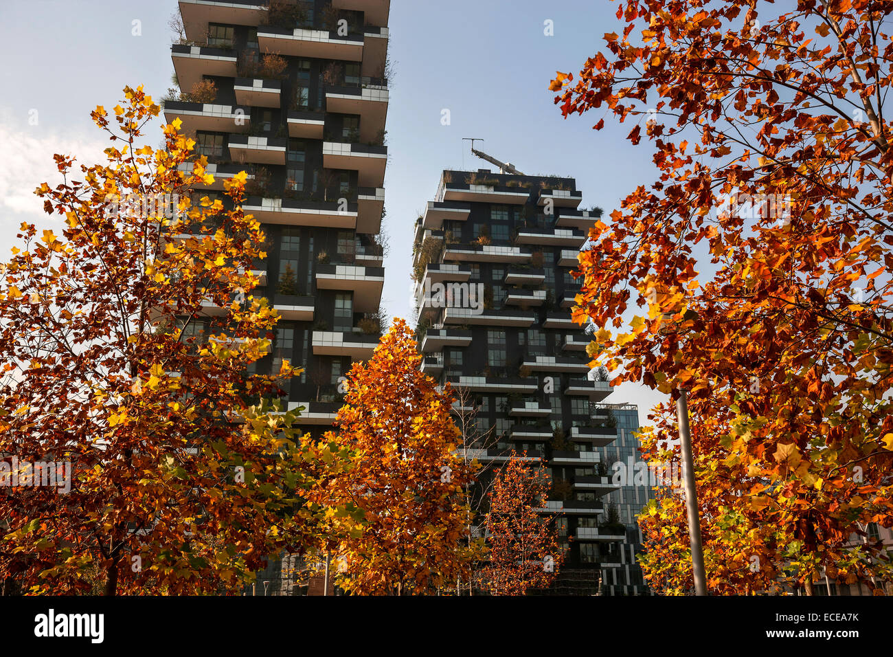 Milan, buildings 'Bosco Verticale' architect Stefano Boeri, awarded as the most beautiful building in the world in 2014 Stock Photo