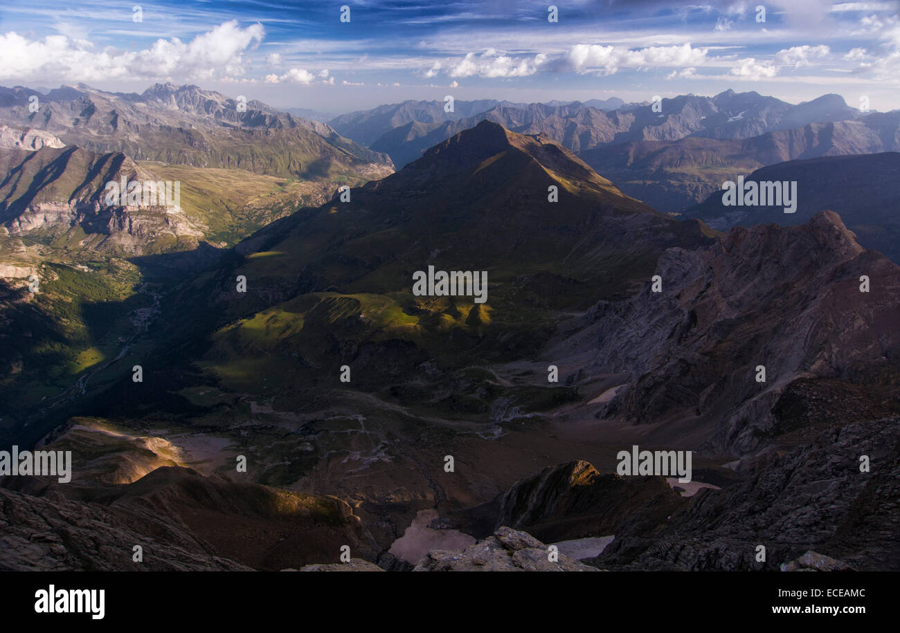 France, Gavarnie, Pailla Valley, Aerial view of Pyrenees Stock Photo
