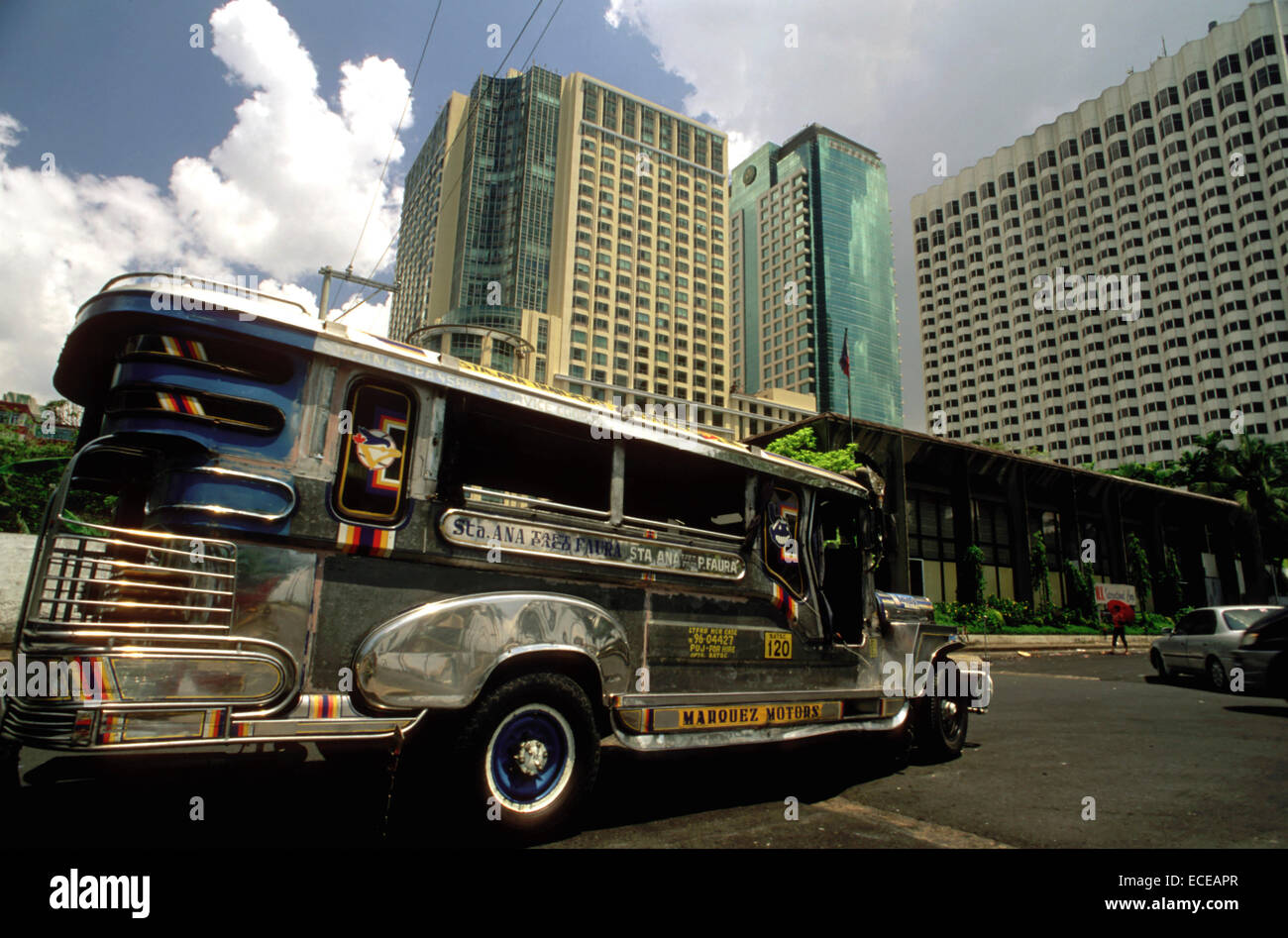 Transportation: jeepneys on the streets of Malate. Manila. Philippines. Jeepneys are the most popular means of public transporta Stock Photo