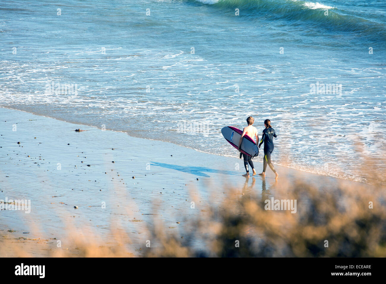 Surfers on the beach in California Stock Photo - Alamy