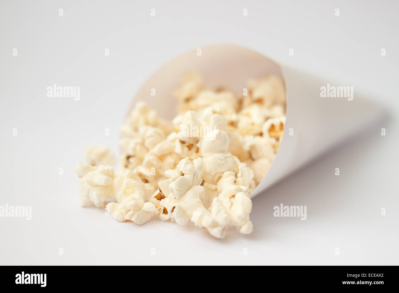 Close up of Pop corn on white background Stock Photo