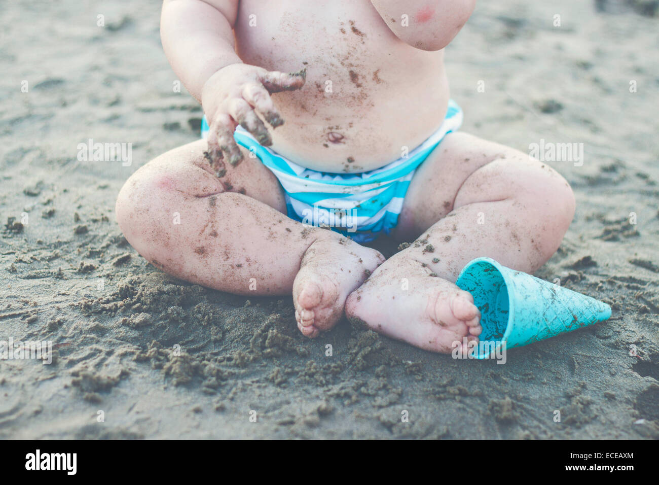 Baby boy on beach Stock Photo