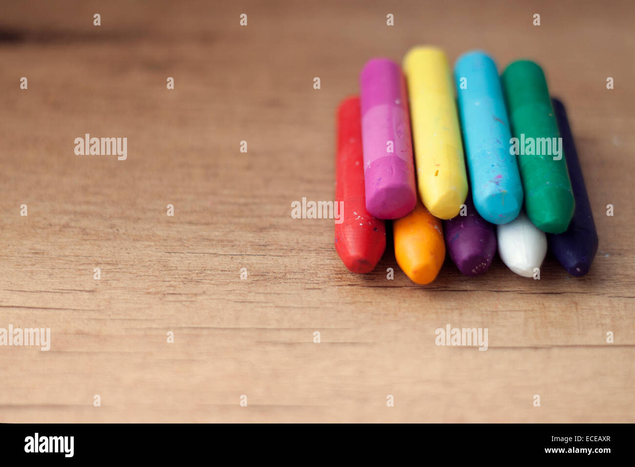 Crayons on table Stock Photo