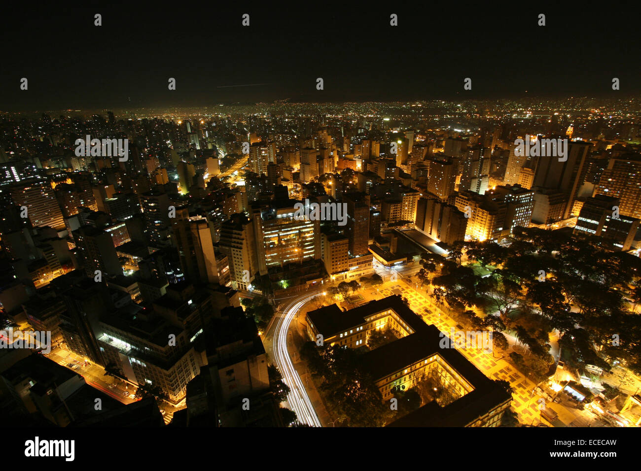 Brazil, Sao Paulo State, Sao Paulo, Elevated view of city at night Stock Photo