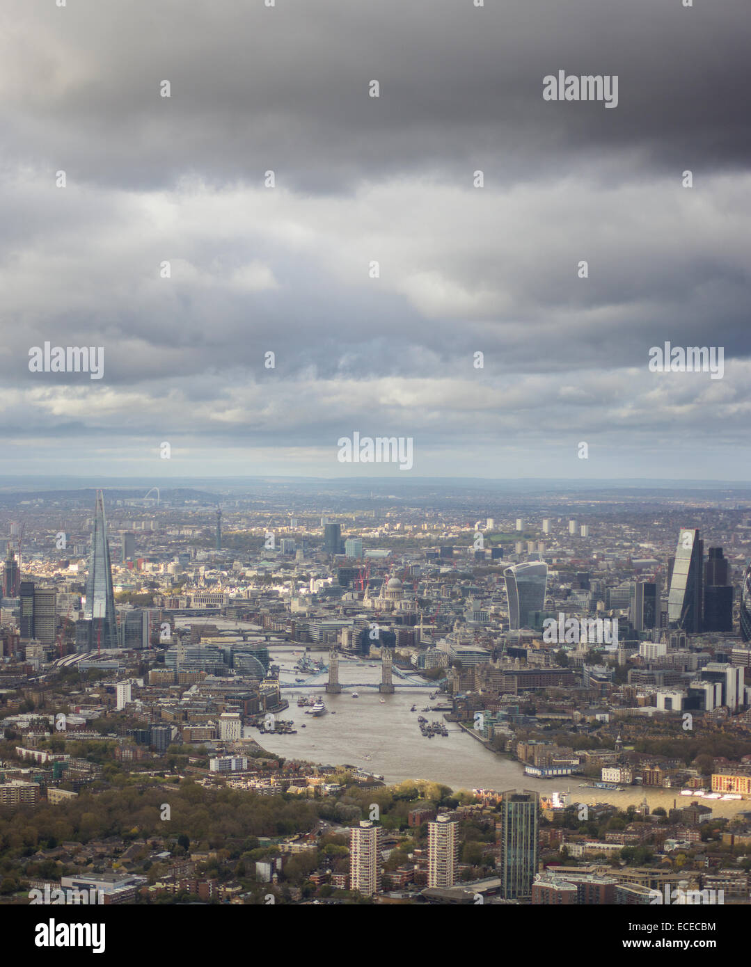 Aerial view of City of London with River Thames Stock Photo - Alamy