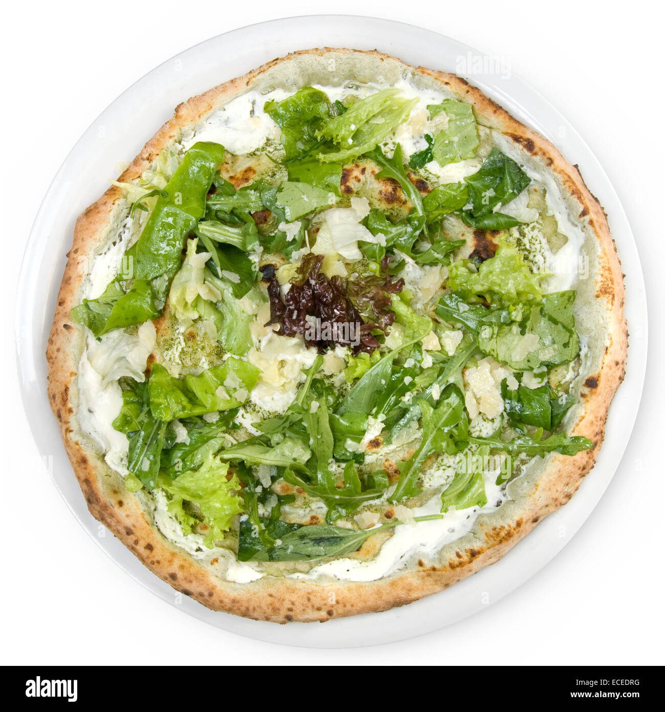 italian pizza with potherbs and cheese Stock Photo
