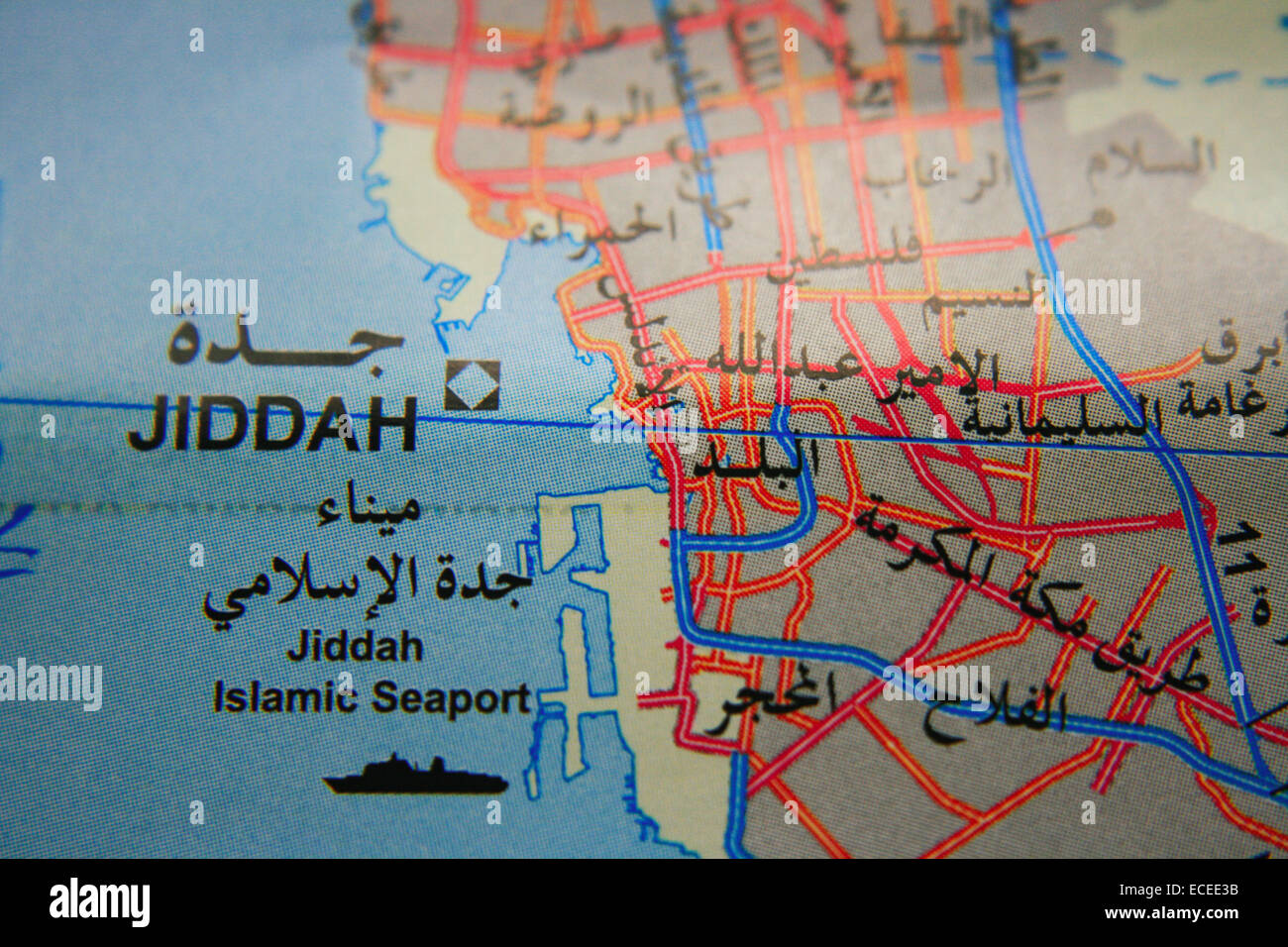 Jeddah map in Kingdom of Saudi Arabia Stock Photo